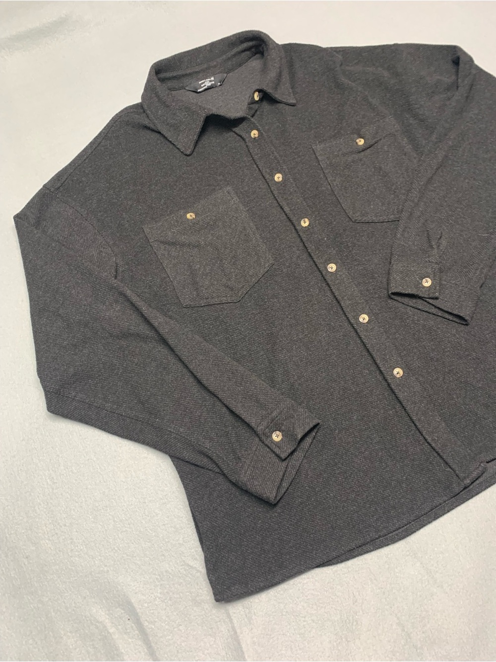 Men's Casual Dark Gray Button-Down Shirt - Relaxed Fit